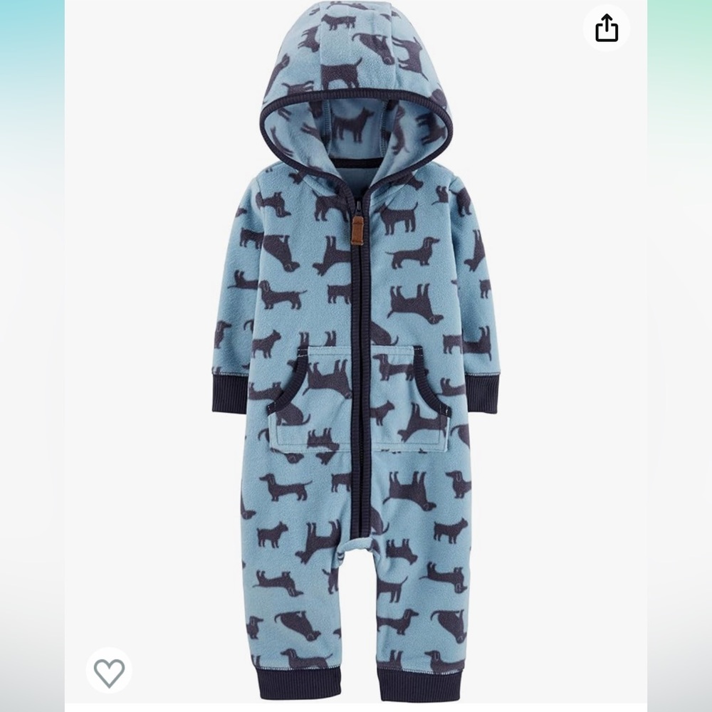 Carter's Baby Boys' 1 Pc, Blue/Navy Dog, 12 Months